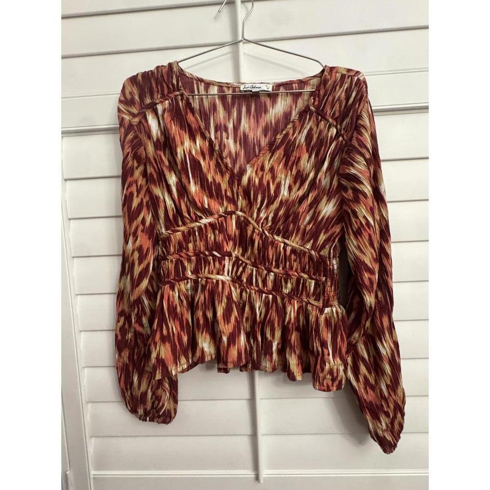 Sam Edelman Evie Textured Woven Top in Windsor Wine/Ikat Size M